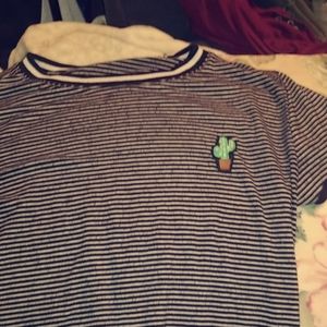 Cactus black and white striped shirt